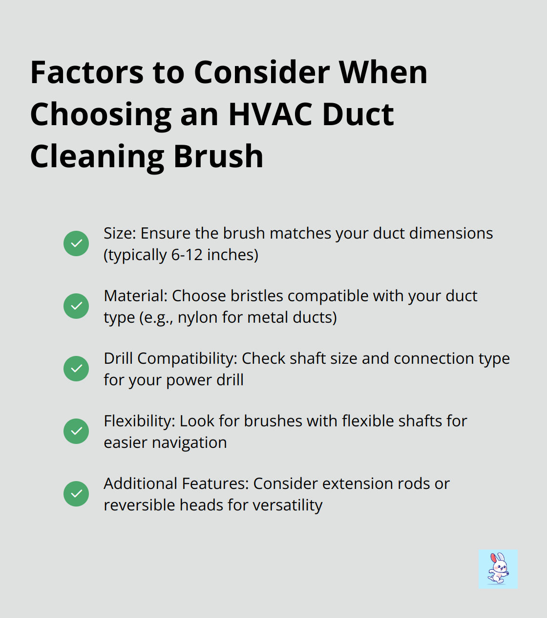 Checklist of key factors to consider when selecting an HVAC duct cleaning brush - advantages of air duct cleaning
