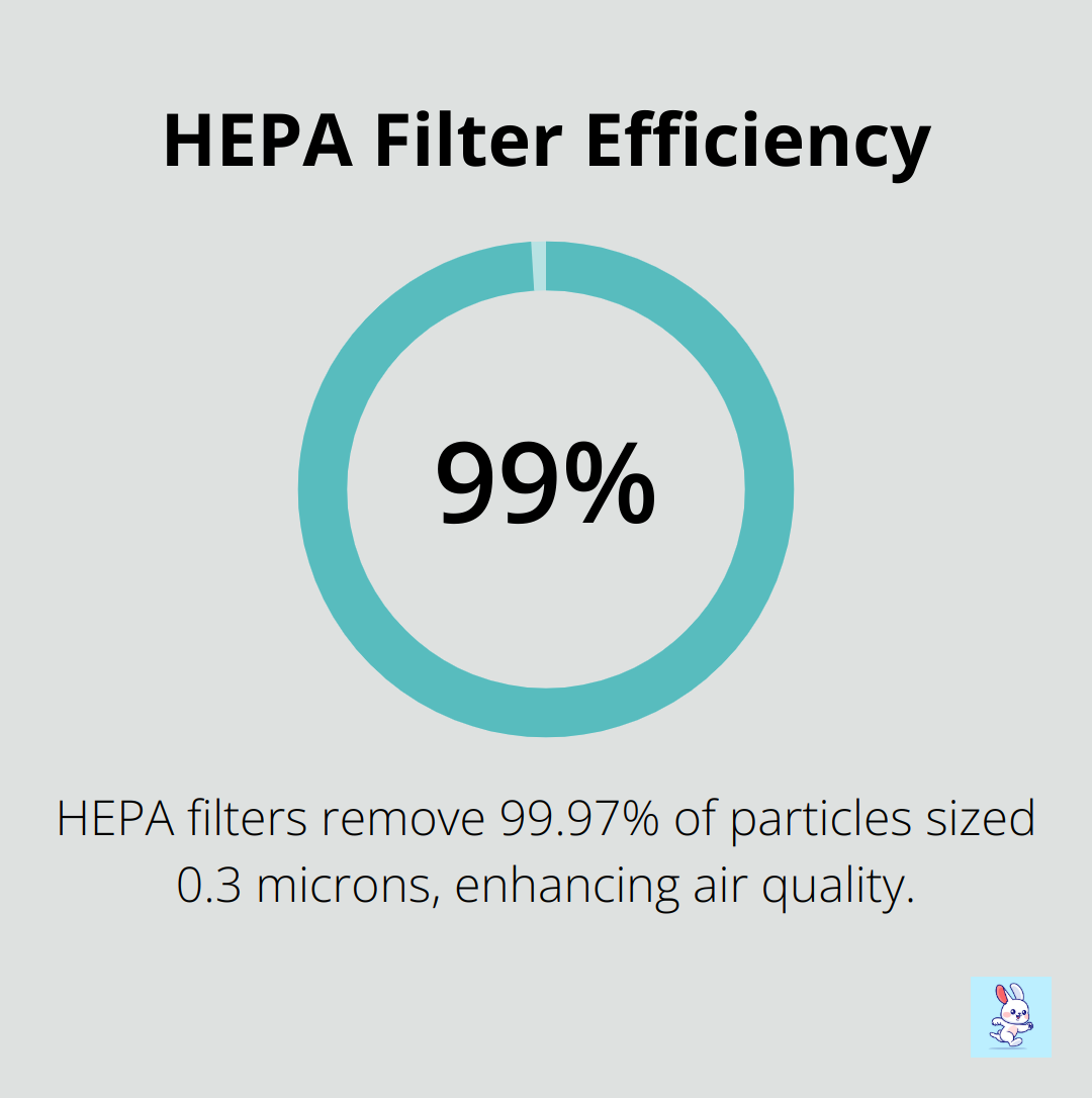 Chart showing HEPA filters remove 99.97% of particles sized 0.3 microns - air duct cleaning tools