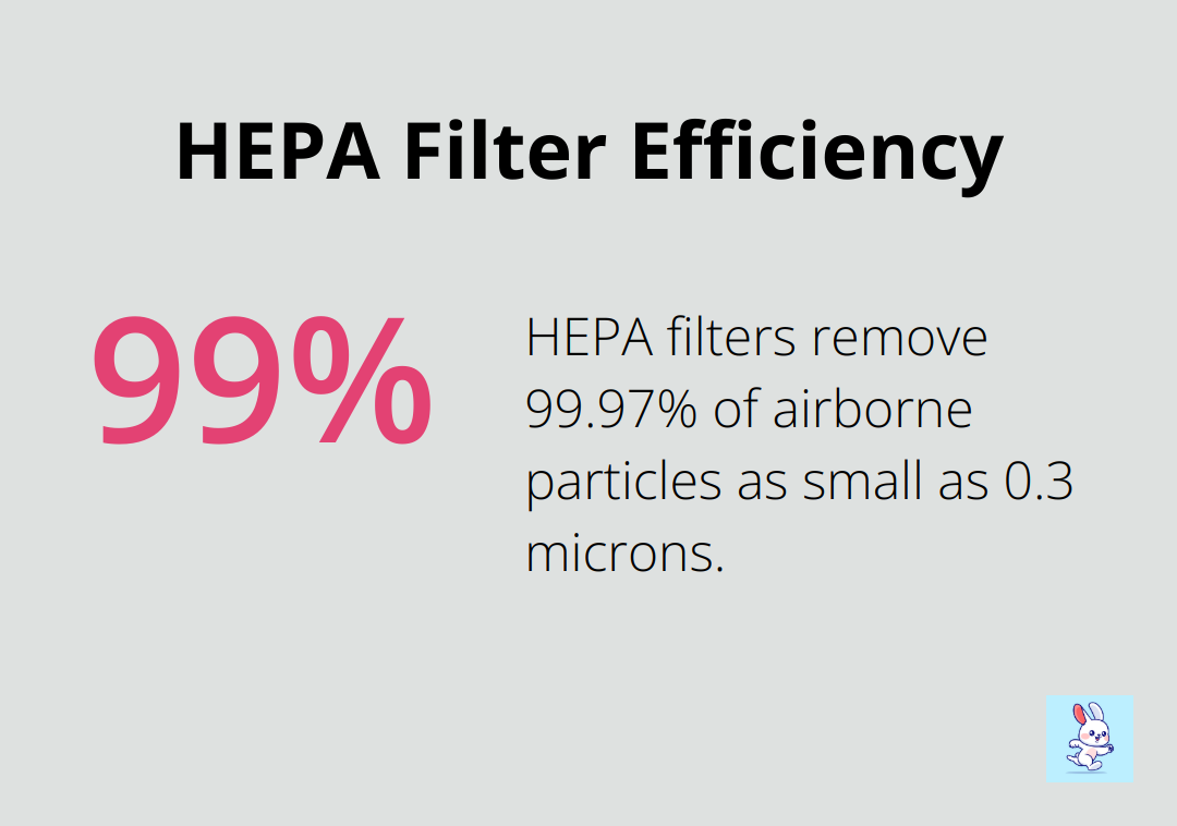 Chart showing HEPA filters remove 99.97% of airborne particles as small as 0.3 microns - air purification systems