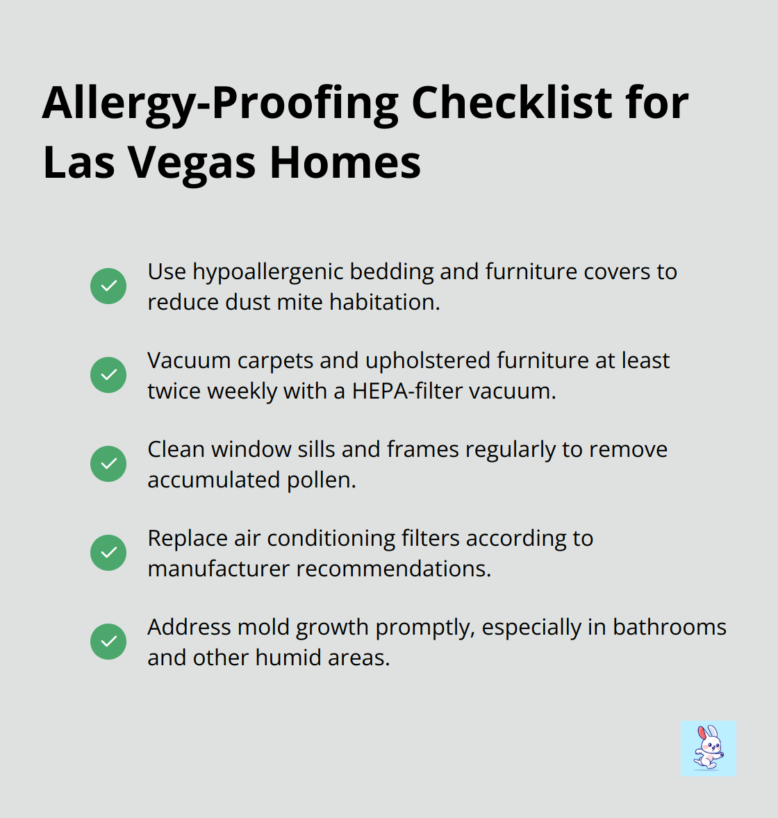 Checklist of key steps to allergy-proof your Las Vegas home - allergen reduction