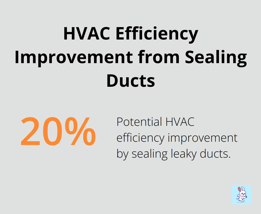 Chart showing up to 20% HVAC efficiency improvement from sealing leaky ducts - energy efficiency