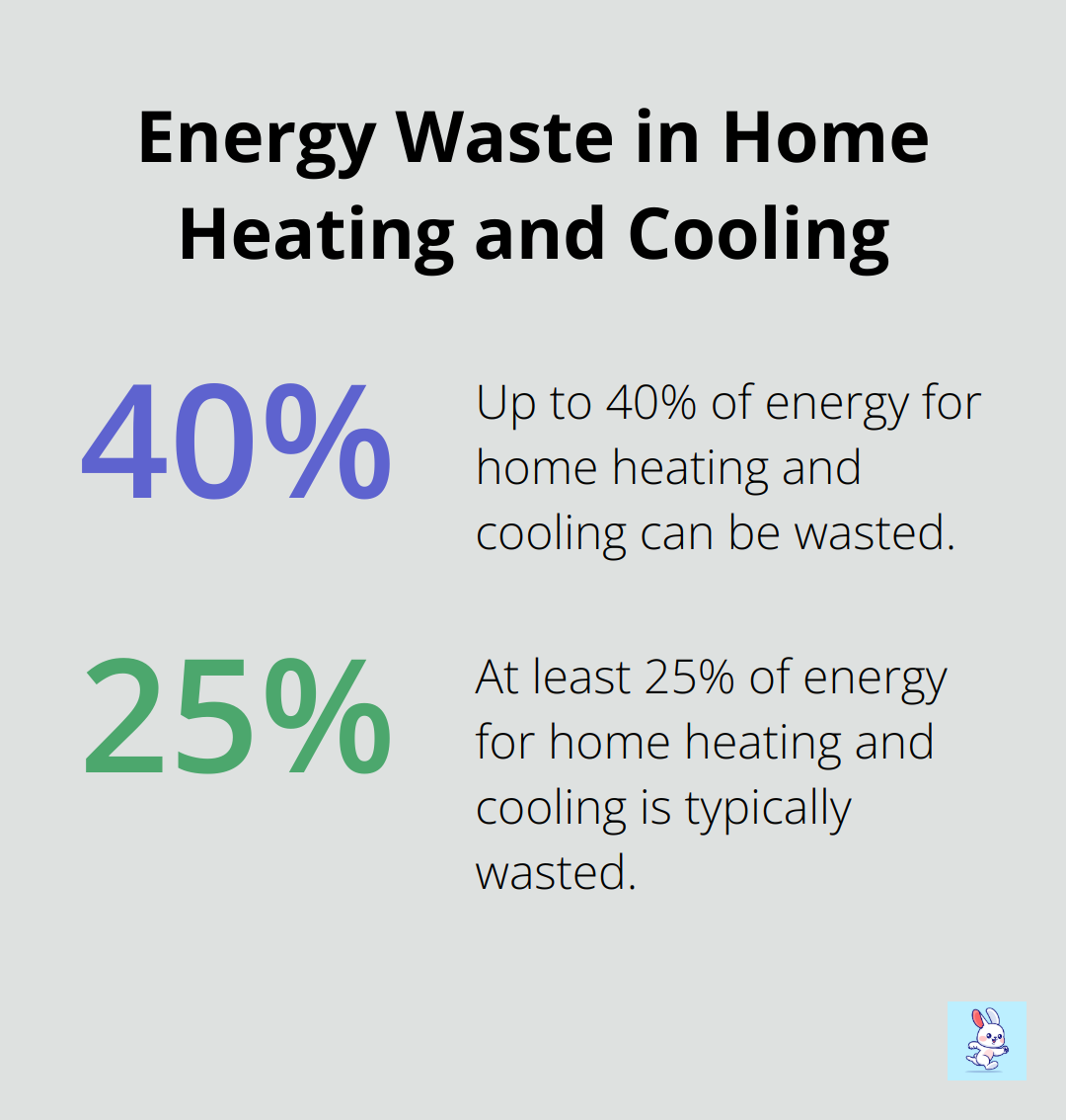 Chart showing 25 to 40 percent of energy used for home heating and cooling is wasted - how to monitor indoor air quality