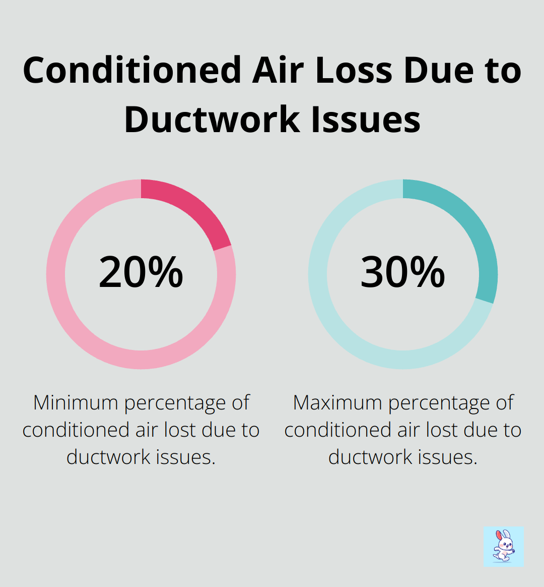 Chart showing 20-30% loss of conditioned air due to ductwork problems - hvac maintenance schedule