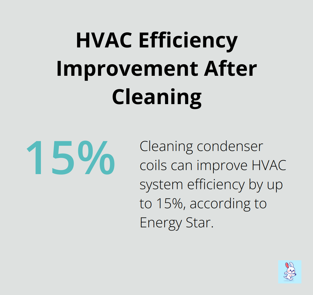 Percentage chart showing up to 15% improvement in HVAC system efficiency after cleaning condenser coils. - hvac noise reduction