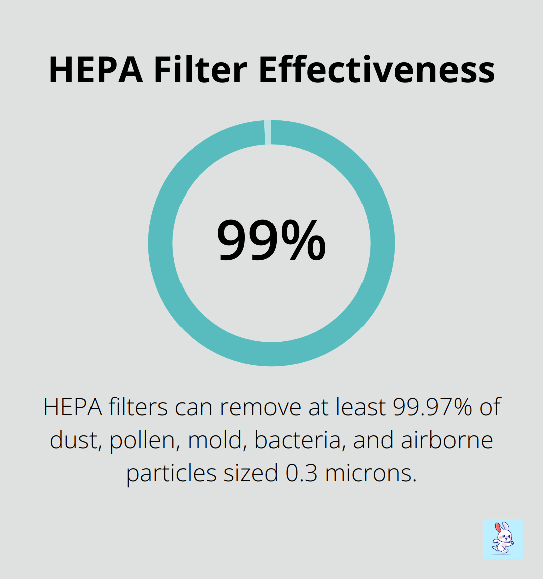 Chart showing HEPA filters can remove 99.97% of particles as small as 0.3 microns - pet odor elimination